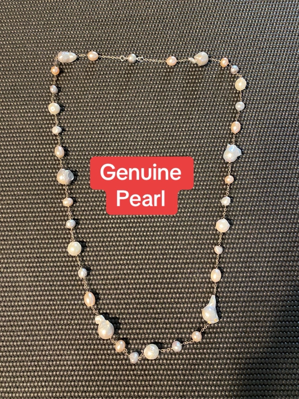 Genuine Baroque Pearl Station Estate Necklace